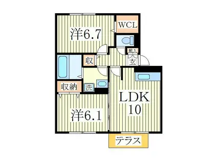 WIT柏(2LDK/1階)の間取り写真