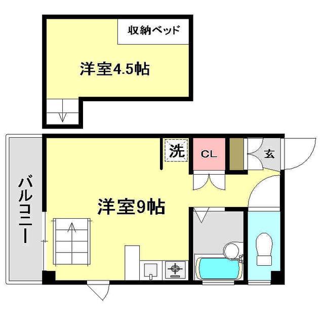 エトワール二葉(ワンルーム/4階)の間取り写真