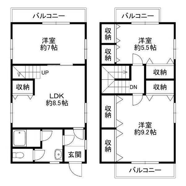 コムディッソエフモール(3DK/4階)の間取り写真