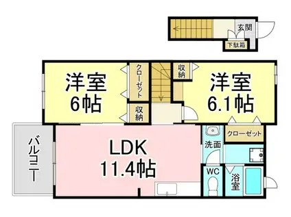 ファインソフトリー(2LDK/1階)の間取り写真