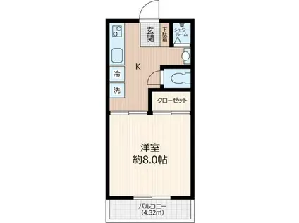 南矢名PRIMEPLACE(1K/2階)の間取り写真