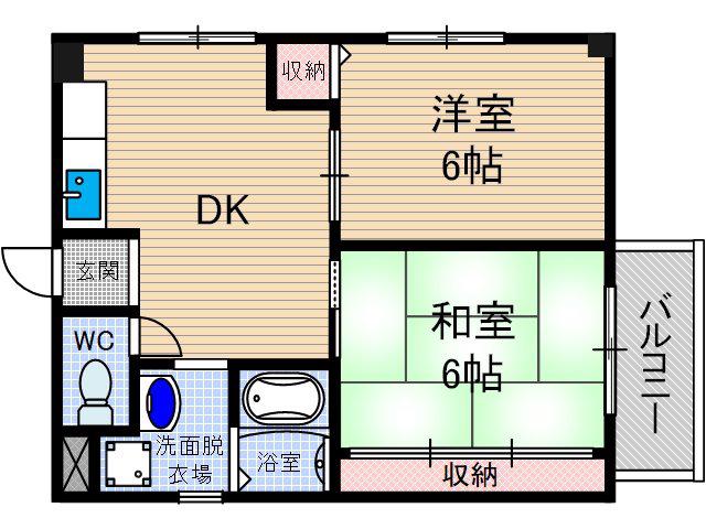 メゾン寺田(2DK/3階)の間取り写真