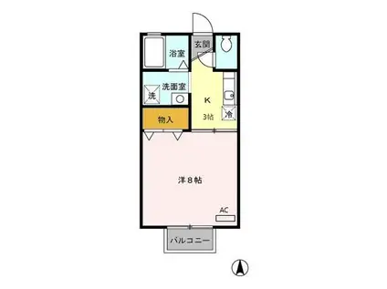 エスポワールK(1K/2階)の間取り写真