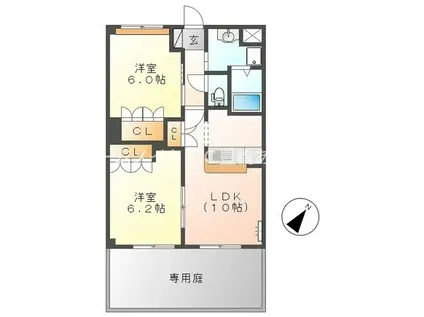 フィールドピアE(2LDK/1階)の間取り写真