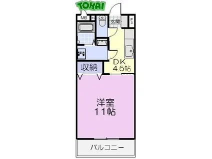 ビスィクレッタ(1DK/1階)の間取り写真