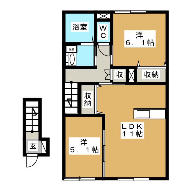 CONFORT(2LDK/2階)の間取り写真