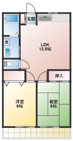 ひだまり(2LDK/2階)の間取り写真