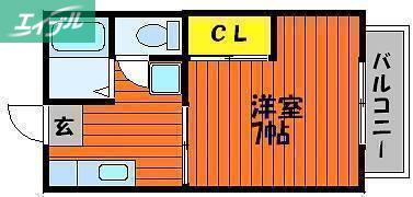 プリエール新屋敷(1K/1階)の間取り写真