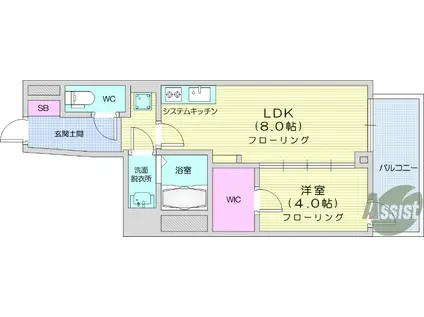 シーズンフラッツ一番町(1LDK/7階)の間取り写真