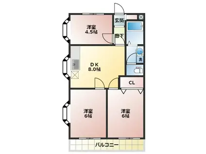 マウントヴィレッヂI(3DK/3階)の間取り写真