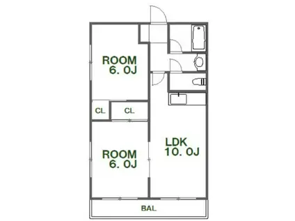 北畑マンション(2LDK/4階)の間取り写真