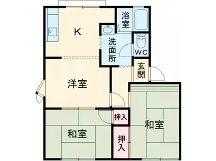 中津ハイツ A棟(2DK/1階)の間取り写真