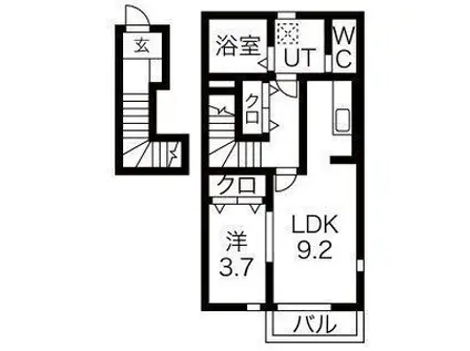 ダイヤモンドヒルズ半田上池(1LDK/2階)の間取り写真