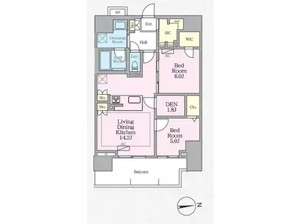 ラグゼナ八王子寺町(2SLDK/7階)の間取り写真