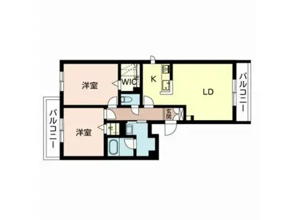 カーサ パレルモ(2LDK/2階)の間取り写真