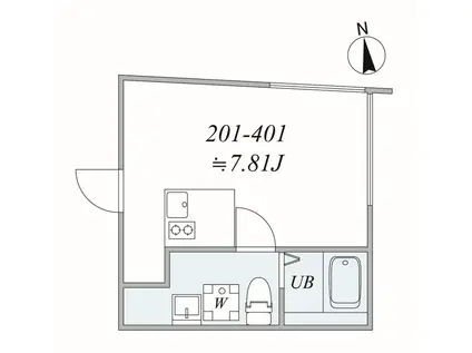 TRIAS313(1DK/4階)の間取り写真