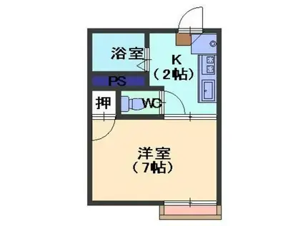 ビュードミール(1K/2階)の間取り写真