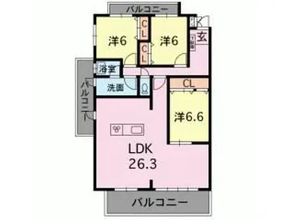 ファミリールE(3LDK/4階)の間取り写真
