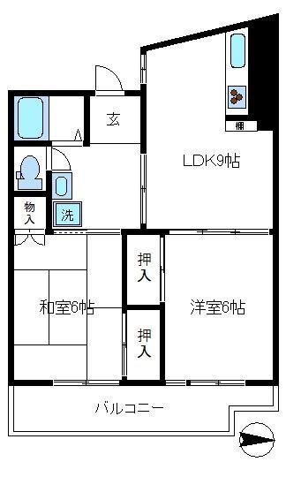上高田四丁目団地1号棟(2LDK/5階)の間取り写真