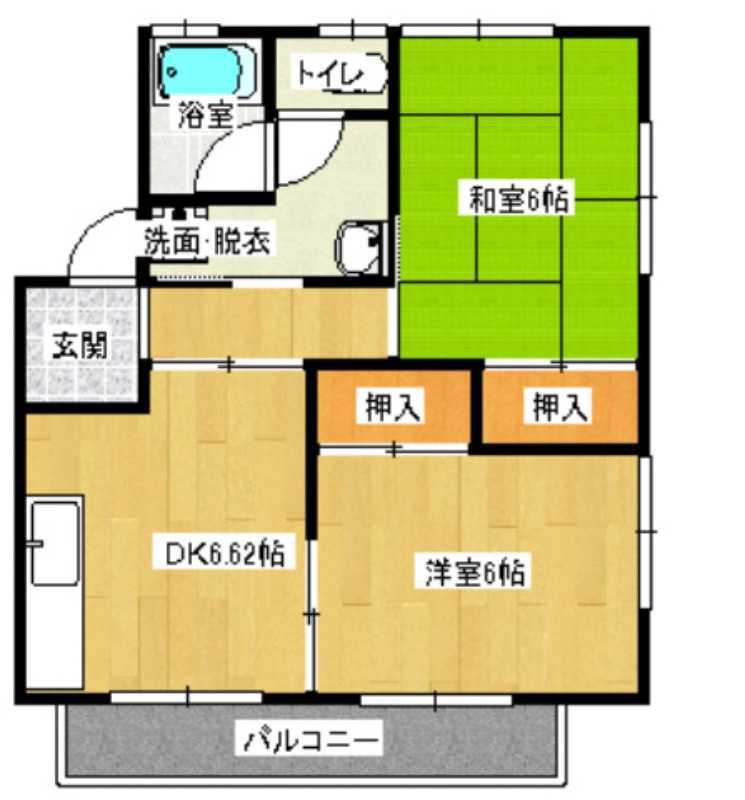 小砂ハイツ(2DK/2階)の間取り写真