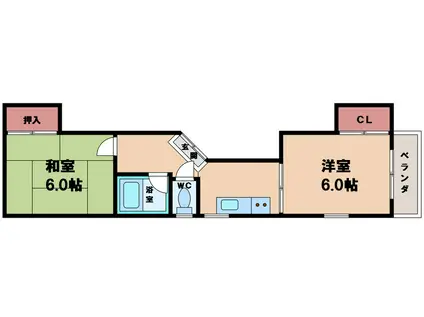 東ハイツ(2K/2階)の間取り写真
