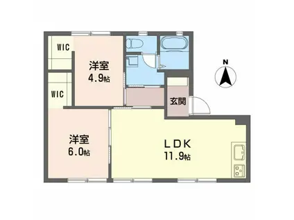 カーサB(2LDK/1階)の間取り写真