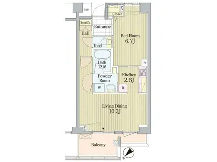 プライムアーバン東中野コート(1LDK/2階)の間取り写真