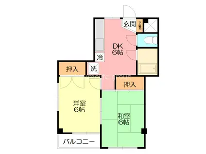 ゼフィルス花の木(2DK/3階)の間取り写真