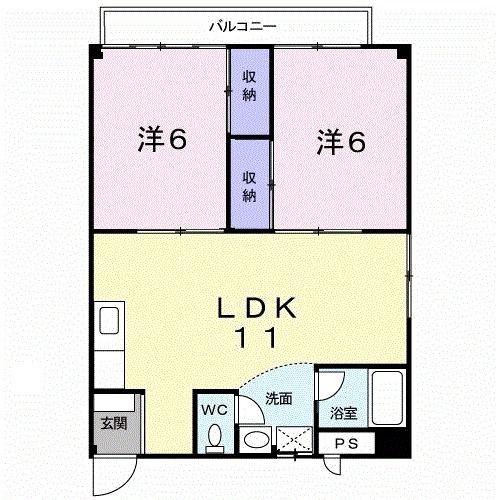 サンハイツ執行(2LDK/2階)の間取り写真