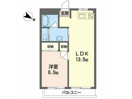 フレグランス東雲(1LDK/2階)の間取り写真