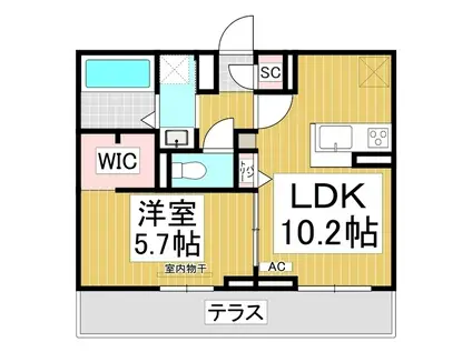 ヘシレ中御所(1LDK/1階)の間取り写真