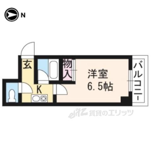 テイクフォー西陣(1K/2階)の間取り写真
