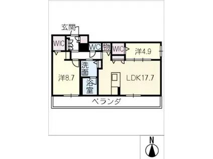 アルフラット大国(2LDK/2階)の間取り写真