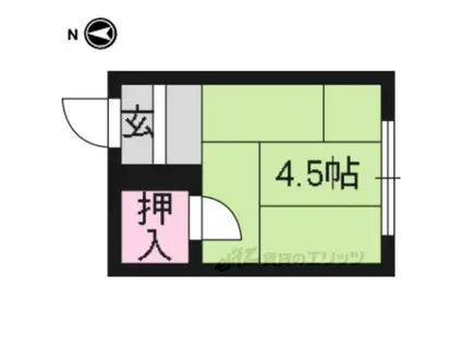 北野アパート(ワンルーム/1階)の間取り写真