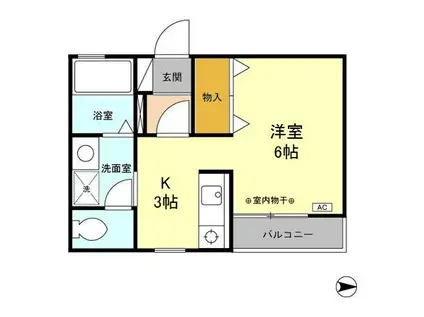 フルール(ワンルーム/2階)の間取り写真