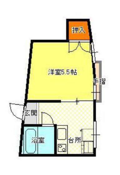 赤木ビル(1K/3階)の間取り写真