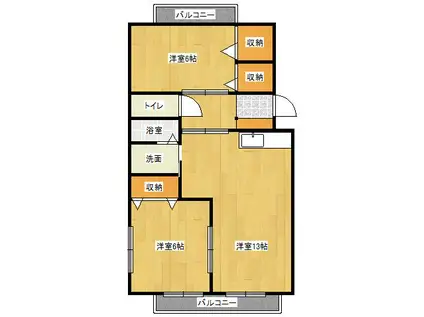 ラオス静波(2LDK/3階)の間取り写真