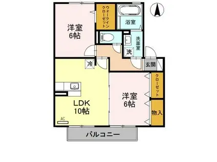 コートダジュール嶋(2LDK/2階)の間取り写真