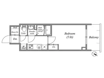 ジェノヴィア神戸湊川公園(1K/13階)の間取り写真
