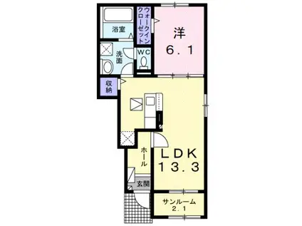 MINICOII(1LDK/1階)の間取り写真