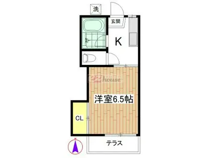 むさしのコーポ(1K/1階)の間取り写真