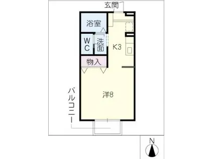 セジュールフジタIII(1K/1階)の間取り写真