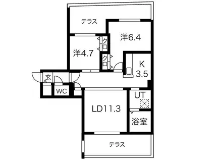 GEレジデンス琴似(2LDK/2階)の間取り写真