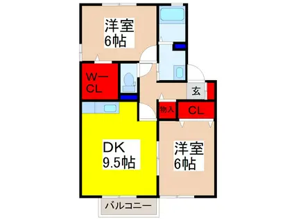 ラ・グラシューズI(2DK/2階)の間取り写真