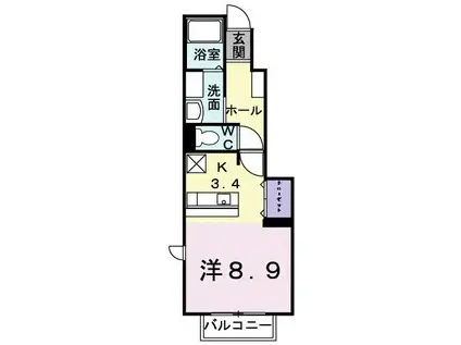 トップラインB(1K/1階)の間取り写真