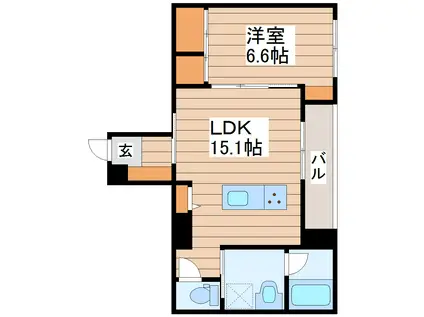 レアリゼ長町(1LDK/4階)の間取り写真