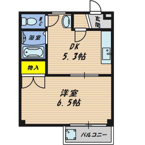 ベルネージュ(1DK/1階)の間取り写真