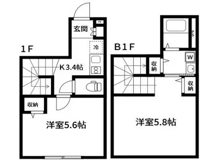 RIVER RESIDENCE用賀(2K/B1階)の間取り写真
