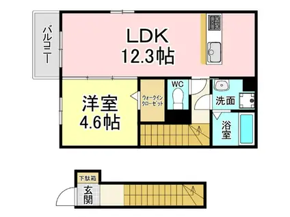ラヴィベール(1LDK/2階)の間取り写真
