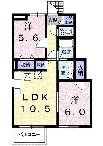 プラーノ杜(2LDK/1階)の間取り写真